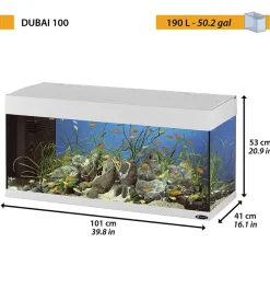 Ferplast Acquario dubai 100 bianco con led -101 x 41 x h 53 cm - 190 l - Hot
