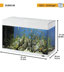 Ferplast Acquario dubai 80 bianco con led - 81 x 36 x h 51 cm, 125 l - Online
