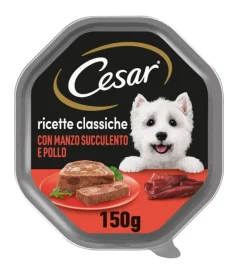 Alimento umido cane cesar "ricette classiche" con manzo e pollo 150 gr Hot