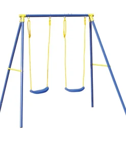 Altalena doppia per bambini essenza "2 misura" in acciaio e plastica colore blu 209x142x182 cm