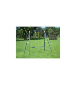 Altalena doppia per bambini essenza "2 misura" in acciaio e plastica colore blu 209x142x182 cm