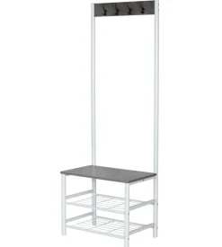 Appendiabiti con 3 ripiani in metallo bianco e cemento, 60x40x175 cm Online