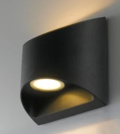 Applique a led "veyron" in alluminio goffrato nero, 12,3x13x6,9 cm New