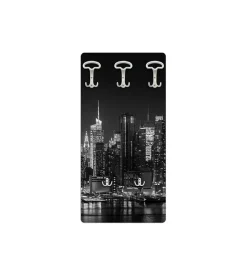 Attaccapanni "skyline" in legno con 5 ganci, 45x90x1 cm Clearance