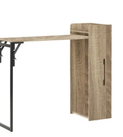 Banco bar porta bottiglie con tavolo estraibile nero e legno chiaro, 122x44,5x108 cm Best
