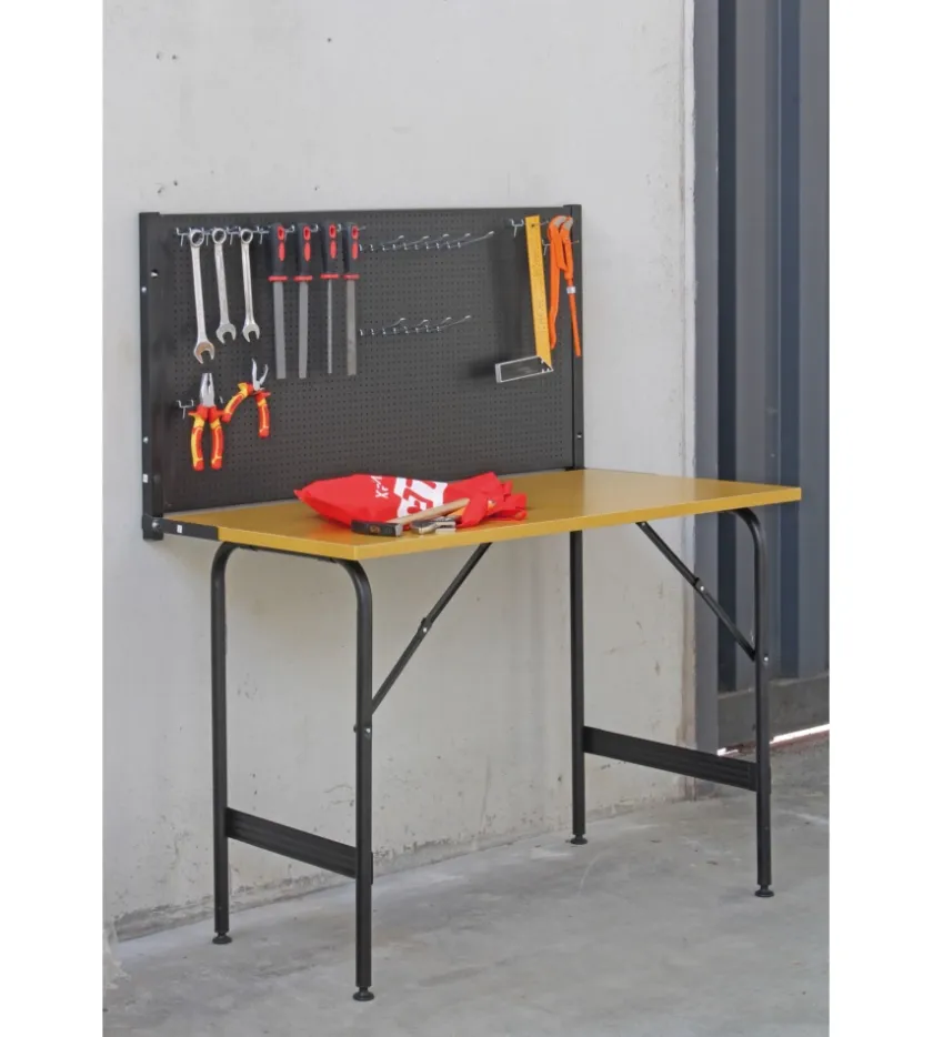 Valex Officina E Garage-Banco da lavoro richiudibile con pannello - 117x60x145 cm
