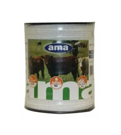 Ama Banda per recinto elettrico in fibra acciaio bianca 10mm x 200mt 2 pezzi New