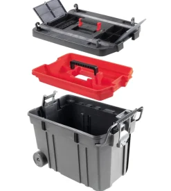 Valex Officina E Garage-Baule portaoggetti in plastica con ruote gommate 61x37x42 cm