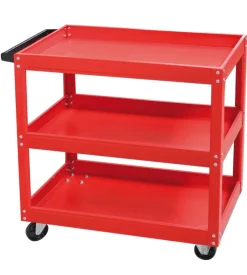 Valex Officina E Garage-Carrello porta attrezzi in metallo con 3 ripiani 2 ruote piroettanti e 2 fisse 77x35x76 cm