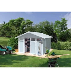 Grosfillex Casetta da giardino in pvc "utility 11" grigio-azzurro e bianco - cod. 22811137 Online