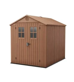 Keter Casetta da giardino "darwin 6x8" in evotech+ colore marrone con porta battente doppia 190x244x221 cm Outlet