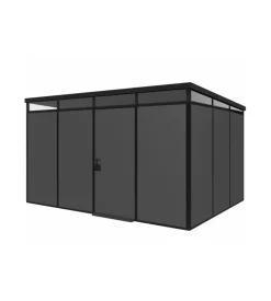 ArtPlast Casetta da giardino prefabbricata in pvc e alluminio "modulare" nero e grigio 3x4 mt Online