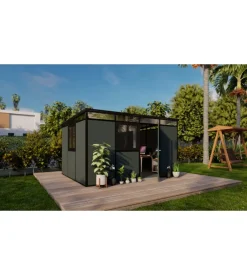 ArtPlast Casetta da giardino prefabbricata in pvc e alluminio "modulare" nero e grigio 3x4 mt Online