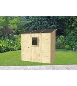 Alce Casetta in legno addossata da giardino "vaniglia" in abete 207x102x222 cm Hot