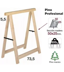 Cavalletti-Cavalletto pieghevole da lavoro in pino professionale 73,5x75 cm