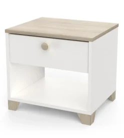 Comodino 1 cassetto "izzy" quercia e bianco opaco 43,2x36,2x39,7 cm Online