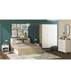 Comodino 1 cassetto "izzy" quercia e bianco opaco 43,2x36,2x39,7 cm Online