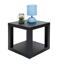 Cubo multifunzione tavolino e comodino in mdf e pvc nero 40x40x38 cm