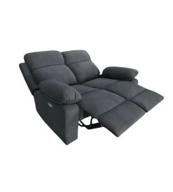 BellaHome Divani-Divano 2 posti "annika" con 2 recliner grigio canna di fucile 145x93x101cm