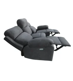 BellaHome Divano 3 posti "annika" con 2 recliner grigio canna di fucile 198x93x101 cm Discount