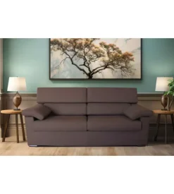 BellaHome Divani-Divano 3 posti "venezia" marrone tessuto sfoderabile e antimacchia, 200x93x93 cm