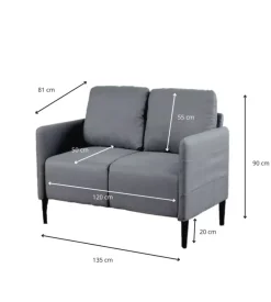 Divano 2 posti "poker" blu jeans, 135x81x90 cm Sale