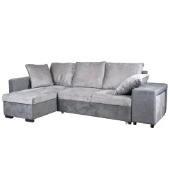 BellaHome Divani-Divano angolare "jessy" con contenitore, pouf e penisola sinistra 247x155x94 cm