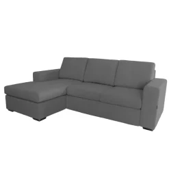 BellaHome Divani-Divano con penisola reversibile "bologna" grigio tessuto sfoderabile e antimacchia, 235x165x88 cm