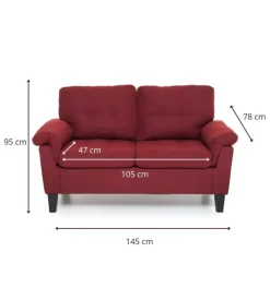 Divano "denver" 2 posti tessuto rosso, 145x95x78 cm Sale