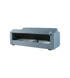 BellaHome Divano letto "afrodite" 3 posti in tessuto grigio-blu 212x80x87 cm Hot