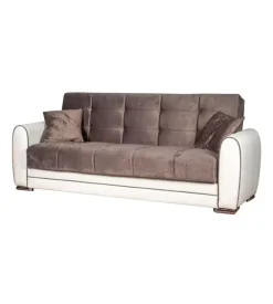 BellaHome Divano letto "apollo" 3 posti in ecopelle grigio e bianco, 220x84x91 cm Clearance