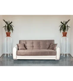 BellaHome Divano letto "apollo" 3 posti in ecopelle grigio e bianco, 220x84x91 cm Clearance
