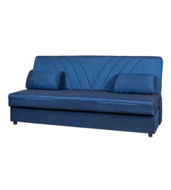 BellaHome Divano letto "fiji" 3 posti in tessuto blu con cassettone contenitore, 183x81x89 cm Clearance