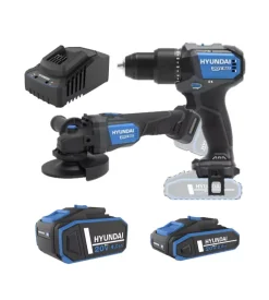 Hyundai Kit trapano a percussione e smerigliatrice angolare a batteria 2 batterie 20v 2ah/4ah e caricabatterie - cod. 25851 Online