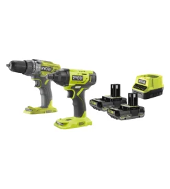 Ryobi Kit trapano avvitatore e avvitatore ad impulsi a batteria "r18ck2-2c20g" 200 nm 2 batterie 18v 2ah e caricabatterie Outlet