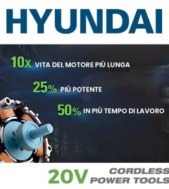 Hyundai Kit valigetta avvitatore a impulsi a batteria 250 nm 2 batterie 20v 2ah e caricabatterie - cod. 25879