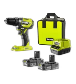 Ryobi Kit valigetta trapano avvitatore a percussione a batteria "r18pd5-220s" 2 batterie 18v 2ah e caricabatterie Discount