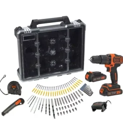 Black+Decker Kit valigetta trapano avvitatore a percussione a batteria "bcd700c2amb-qw" 100 accessori e 2 batterie 18v 1,5ah Online