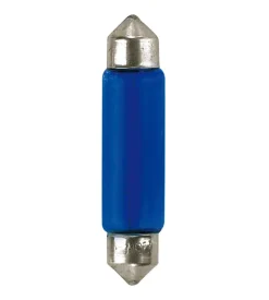 Lampada siluro blue dyed glass 12v - 11x44 mm - 10w - sv8,5-8 - 2 pz  - d/blister  58310 Sale