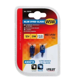 Lampada zoccolo blue dyed glass 12v - (w5w) - 5w - w2,1x9,5d - 2 pz - d/blister 58359 Online