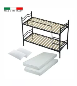Letto a castello con rete a doghe somnus 2 cuscini e 2 materassi 203x145,5x83 cm Discount