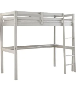 BellaHome Letto a soppalco con scrivania "nizza" in pino massello bianco 202x98x176 cm