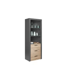 Libreria 3 ripiani e 3 cassetti grigio e quercia, 68,6x41,6x190 cm Outlet
