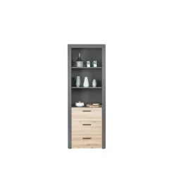 Libreria 3 ripiani e 3 cassetti grigio e quercia, 68,6x41,6x190 cm Outlet