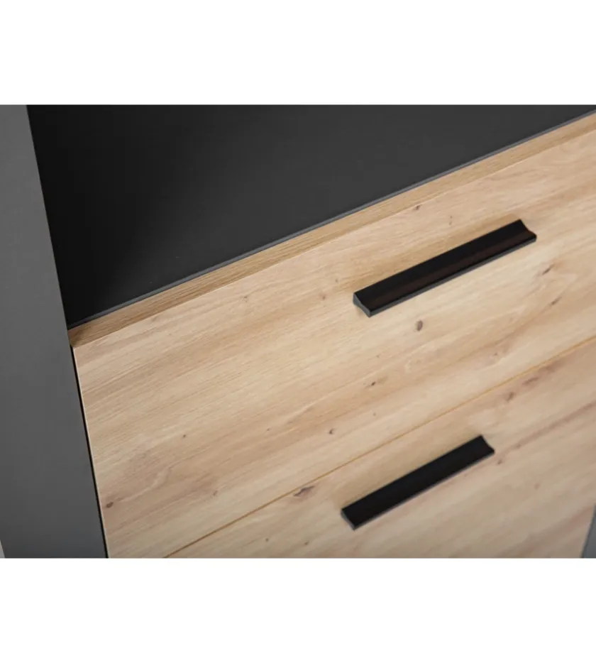 Libreria 3 ripiani e 3 cassetti grigio e quercia, 68,6x41,6x190 cm Outlet