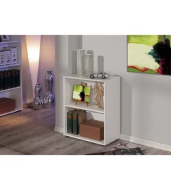 Libreria con 2 ripiani laminato bianco, 60x75x30 cm Discount