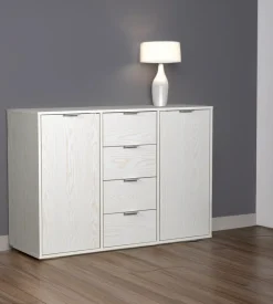 BellaHome Madia 2 ante e 4 cassetti "kristy" bianco venato 116x35x80 cm Discount
