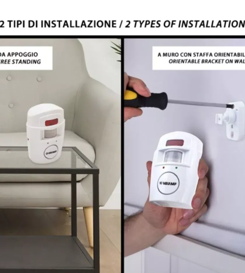 Velamp Mini allarme velam con rilevatore di presenza e 2 telecamere New