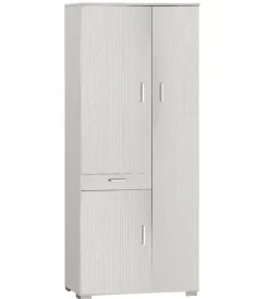 Sarmog Mobili Multiuso-Mobile 3 ante e 1 cassetto bianco  fiammato, 76,8x34,3x179 cm
