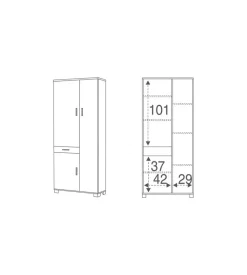 Sarmog Mobili Multiuso-Mobile 3 ante e 1 cassetto olmo e bianco, 77x179x34 cm